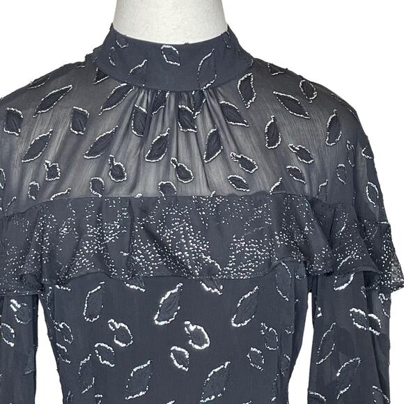 BCBG MAXAZRIA Size 4 Black Chiffon Ruffled Cocktail Mini Dress NEW WITH TAGS - Picture 4 of 16